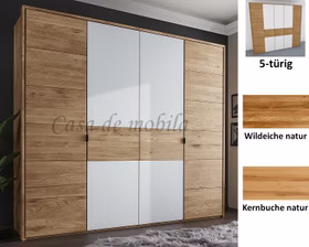 Kleiderschrank 5türig COLORADO 237x216x60cm Massivholz natur geölt von Casademobila Goslar