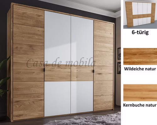 Kleiderschrank 6türig COLORADO 284x216x60cm Massivholz natur geölt von Casademobila Goslar Kleiderschrank 6türig COLORADO 284x216x60cm Massivholz natur geölt von Casademobila Goslar