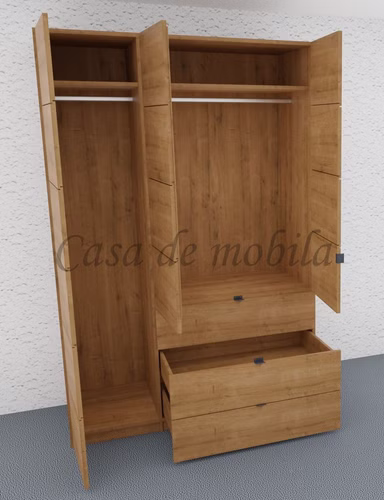 Massivholz Kleiderschrank mit schubladen COLORADO 3türig 143x216x60cm Wildeiche Kernbuche massiv natur geölt Casa de mobila Goslar