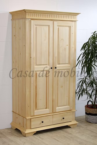 Massivholz Flurschrank DAHLIA Landhausstil 2türig Fichte massiv natur geölt Casa de mobila Goslar