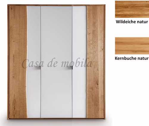 Massivholz Kleiderschrank 3türig weiß COLORADO 183x216x60cm wildeiche oder kernbuche natur geölt von Casademobila Goslar