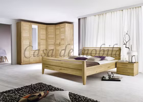 Casera Massivholz Schlafzimmer Ehgebett Spiegelschrank Nachttisch Asteiche oder Rotkernbuche natur oder Bianco geölt Casa de Mobila