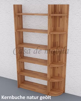 Massivholz Küchenregal abgerundete ecken CONTRA 122x217x33cm Kernbuche massiv natur geölt von Casademobila Goslar