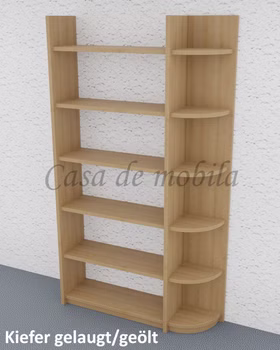 Massivholz Büroregal abgerundete ecken CONTRA 122x217x33cm Kiefer massiv gelaugt geölt von Casademobila Goslar