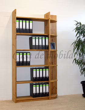 Massivholz Büroregal abgerundete Ecken CONTRA 122x217x33cm Kiefer massiv gelaugt geölt von Casademobila Goslar