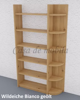Abschlussregal abgeschrägt CONTRA 122x217x33cm holz wildeiche massiv bianco geölt von Casademobila Goslar