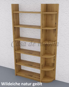 Massivholz Bücherregal abgeschrägt CONTRA 122x217x33cm wildeiche massiv natur geölt von Casademobila Goslar