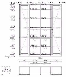 Büroregal mit 2 Holztüren und Körben 181x217x33cm CONTRA Massivholz von Casademobila Goslar