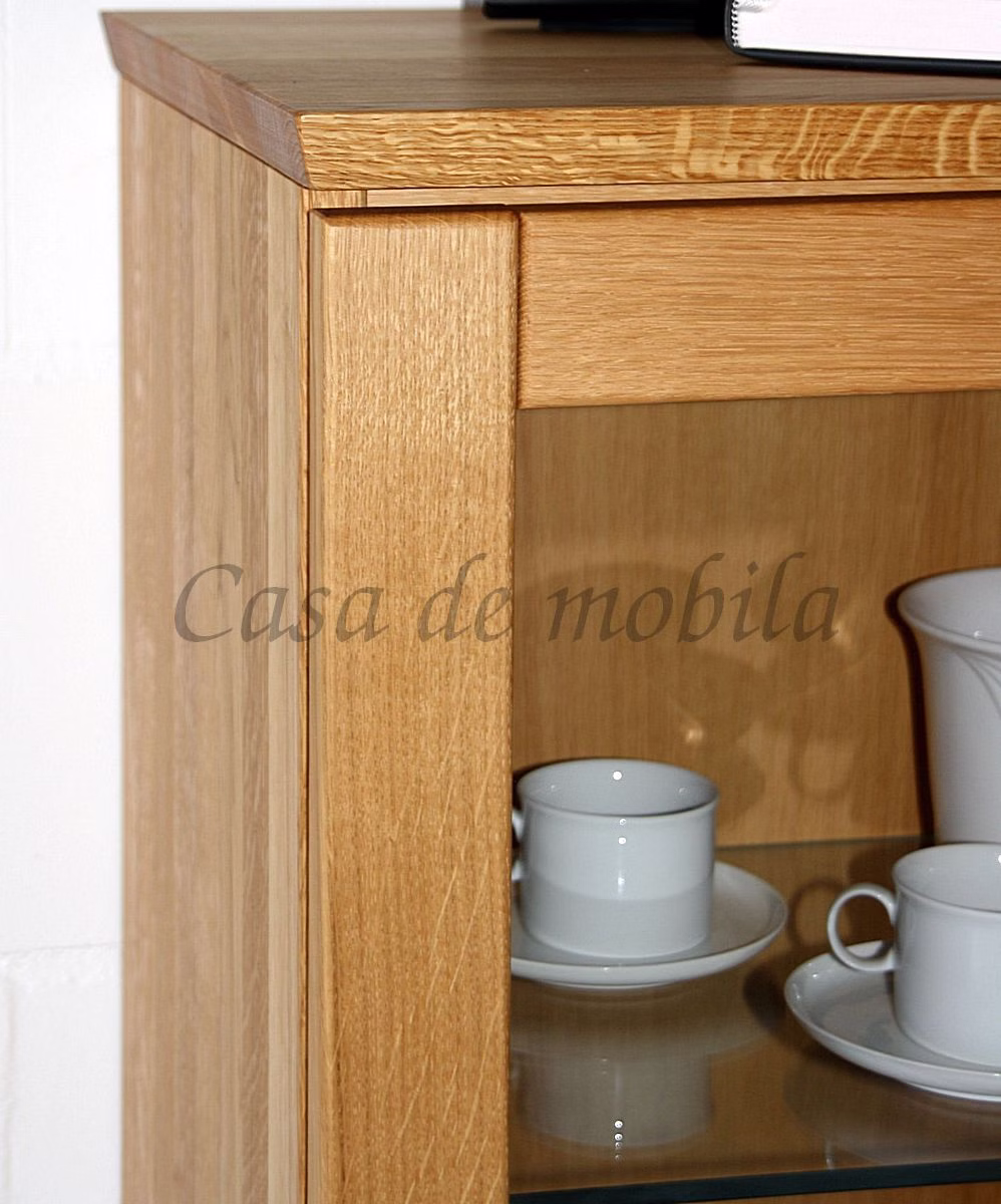 Wohnwand details Topplatte Vitrine schmal links PALERMO eiche massiv natur geölt Casa de mobila Goslar Wohnwand details Topplatte Vitrine schmal links PALERMO Wildeiche massiv natur geölt Casa de mobila Goslar