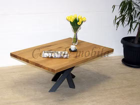 Massivholz Stubentisch PLATO 110x46x75cm Wildeiche massiv geölt gerade Kante Spinnenfuß von Casademobila Goslar