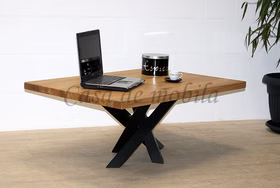 Massivholz Stubentisch PLATO 110x46x75cm Wildeiche massiv geölt gerade Kante Metallbeine von Casa de mobila Goslar