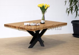 Massivholz Couchtisch PLATO 110x46x75cm Wildeiche massiv geölt gerade Kante Spinnenfuß von Casademobila Goslar