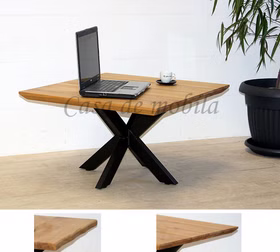 Couchtisch 75x46x75cm PLATO Wildeiche massiv geölt Doppel-X-Gestell von Casademobila Goslar Couchtisch 75x46x75cm PLATO Wildeiche massiv geölt Doppel-X-Gestell von Casademobila Goslar