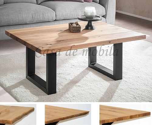 Couchtisch 110x46x75cm PLATO Wildeiche geölt U-Gestell schwarz