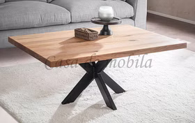 Couchtisch 110x46x75cm PLATO Wildeiche geölt gerade Kante Doppel-X-Gestell von Casademobila Goslar