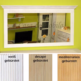 Wandspiegel 150x100x7cm ROSSIO Pinie massiv weiß sandfarbe honig von Casademobila Goslar