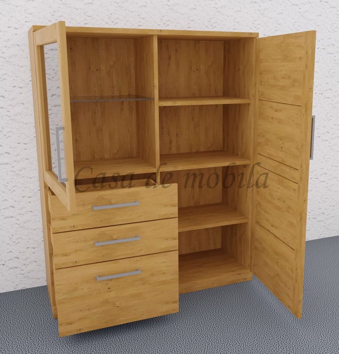 Schrank mit Schubladen links 114x143x40cm PALERMO Massivholz geölt von Casademobila Goslar