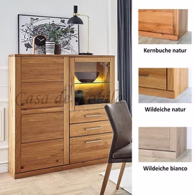 Highboard mit Schubladen rechts 114x143x40cm PALERMO Massivholz geölt von Casademobila Goslar Highboard mit Schubladen rechts 114x143x40cm PALERMO Massivholz geölt von Casademobila Goslar