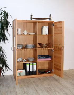 Massivholz Geschirrschrank 102x143x40cm PALERMO Kernbuche massiv geölt Casa de mobila Goslar