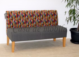 Küchensofa gemustert rot CADIZ Holzbeine massiv Stoff: 60/32201+KSt.JABwir Barnickel Casa de Mobila Goslar