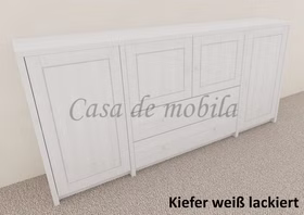 Massivholz Kommode 4 türig CONTRA 178x84x33cm Kiefer massiv weiß, Casa de mobila Goslar