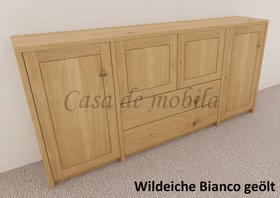 Massivholz Kommode 4 türig CONTRA 178x84x33cm Wildeiche massiv bianco geölt, Casa de mobila Goslar