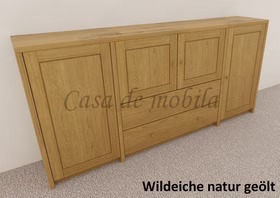 Massivholz Wäschekommode 4 türig CONTRA 178x84x33cm Wildeiche massiv natur geölt, Casa de mobila Goslar