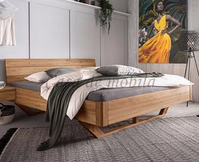 Holzbett Doina Überlänge 220cm Wildeiche massiv natur geölt mit Holzkufe casademobila Goslar Holzbett Doina Überlänge 220cm Wildeiche massiv natur geölt mit Holzkufe casademobila Goslar