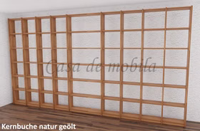 Massivholz Bibliothek Regal Bücherregal CONTRA 446x236x21cm Kernbuche massiv natur geölt Casa de mobila Goslar