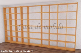Massivholz Bibliothek Regal Bücherregal CONTRA 446x236x21cm kiefer massiv bernsteinfarben Casa de mobila Goslar