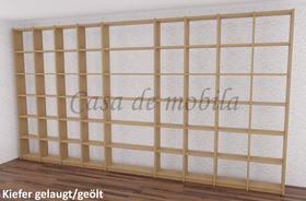 Massivholz Regal Bücherregal geringe tiefe CONTRA 446x236x21cm kiefer massiv gelaugt geölt Casa de mobila Goslar