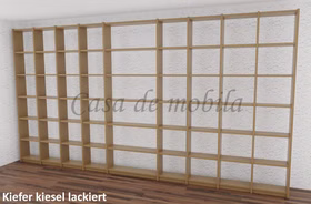 Massivholz Bibliothek Regal Bücherregal CONTRA 446x236x21cm kiefer massiv kiesel Casa de mobila Goslar