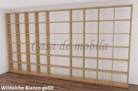 Massivholz Bibliothek Regal geringe tiefe CONTRA 446x236x21cm Wildeiche massiv Bianco geölt Casa de mobila Goslar