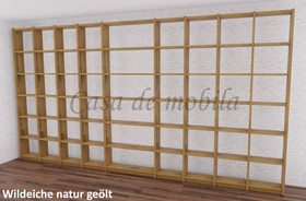 Massivholz Bibliothek Regal geringe tiefe CONTRA 446x236x21cm Wildeiche massiv natur geölt Casa de mobila Goslar