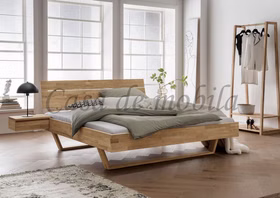 Schwebebett DOINA 4 Naturholz geölt, Holzkufe, Holzkopfteil Doppelbett mit Holzkufen, Holzkopfteil Doina 4 Eiche oder Buche massiv natur geölt, Casa de Mobila Goslar