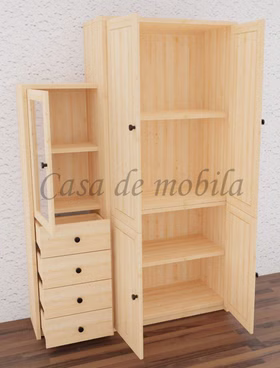 Massivholz Geschirrschrank CONTRA 134x199/161x46/33cm kiefer massiv natur unbehandelt Casa de mobila Goslar