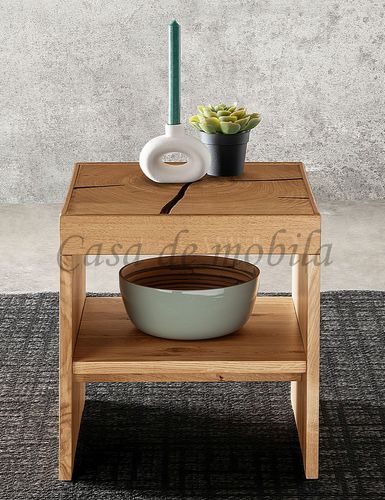 Beistelltisch mit Hirnholz 42x43x42cm ALON Wildeiche natur geölt