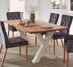 Tisch 200x76x100 cm OAKDALE Bein J Birke weiß, Wildeiche massiv geölt Tisch OAKDALE 200x76x100 cm Bein J Birke weiß lackiert Wildeiche massiv geölt von Casademobila Goslar