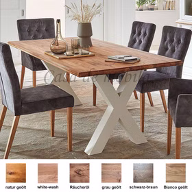 Küchentisch klein X holzbeine 140x76x80cm OAKDALE Birke massiv weiß / Wildeiche geölt von Casademobila Goslar Küchentisch klein X holzbeine 140x76x80cm OAKDALE Birke massiv weiß / Wildeiche geölt von Casademobila Goslar