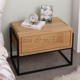 Nachtkommode Metallbeine 53x40x35cm ZACHARIAS Wildeiche geölt Nachtkommode ZACHARIAS 53x40x35cm Wildeiche massiv natur geölt Metallgestell von Casademobila Goslar