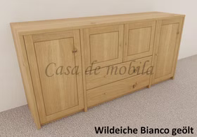 Kommode 4 Türen 2 Schubladen 178x84x46cm CONTRA Sideboard 4-türig CONTRA 178x84x46cm Wildeiche massiv bianco geölt 94.6-Projekt597-46-HT-25