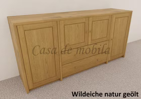 Kommode 4 Türen 2 Schubladen 178x84x46cm CONTRA Sideboard 4-türig CONTRA 178x84x46cm Wildeiche massiv natur geölt 94.6-Projekt597-46-HT-25