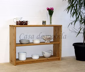Massivholz küchenregal breit niedrig 134x84x33cm CONTRA kiefer massiv gelaugt geölt von Casademobila Goslar