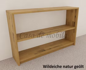 Massivholz regal breit niedrig 134x84x33cm CONTRA Wildeiche massiv natur geölt von Casademobila Goslar