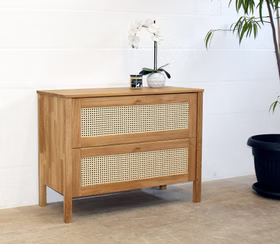 Massivholz Schubladenkommode Wiener Geflecht FANØ 100x76x35cm Wildeiche massiv geölt bei Casa de mobila Goslar