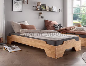 Massivholz Einzelbett 90x200 DENVER Wildeiche massiv natur geölt Casa de mobila Goslar
