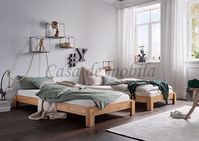 Holzbetten Gästebetten 90x200cm DENVER II Wildeiche massiv natur geölt Casademobila Goslar