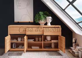 Kommode 3-türig mit Hirnholz CENTRO 175x85x45cm Kernbuche massiv geölt Casa de mobila Goslar