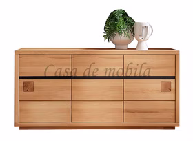 Anrichte 3-türig mit Hirnholz CENTRO 175x85x45cm Kernbuche massiv geölt Casa de mobila Goslar