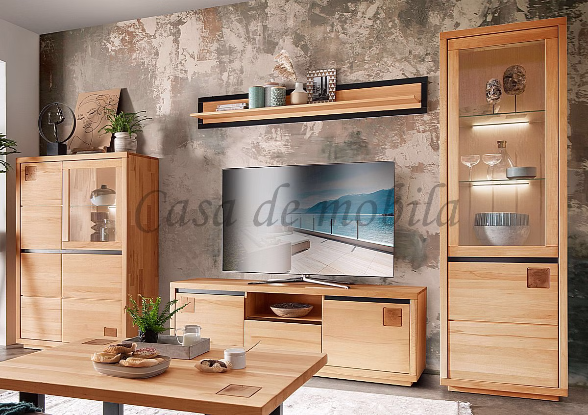 Massivholz Schrankwand mit Stirnholz 4teilig breite 338cm CENTRO Kernbuche massiv natur geölt Casademobila Goslar Massivholz Schrankwand mit Stirnholz 4teilig breite 338cm CENTRO Kernbuche massiv natur geölt Casademobila Goslar